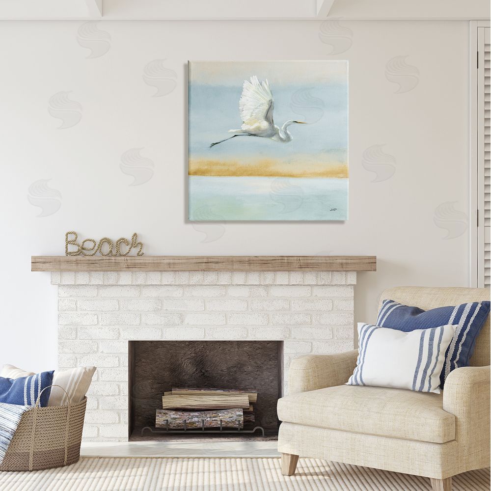 Julia Purinton Flying Heron Painting Canvas Wall Art in Room