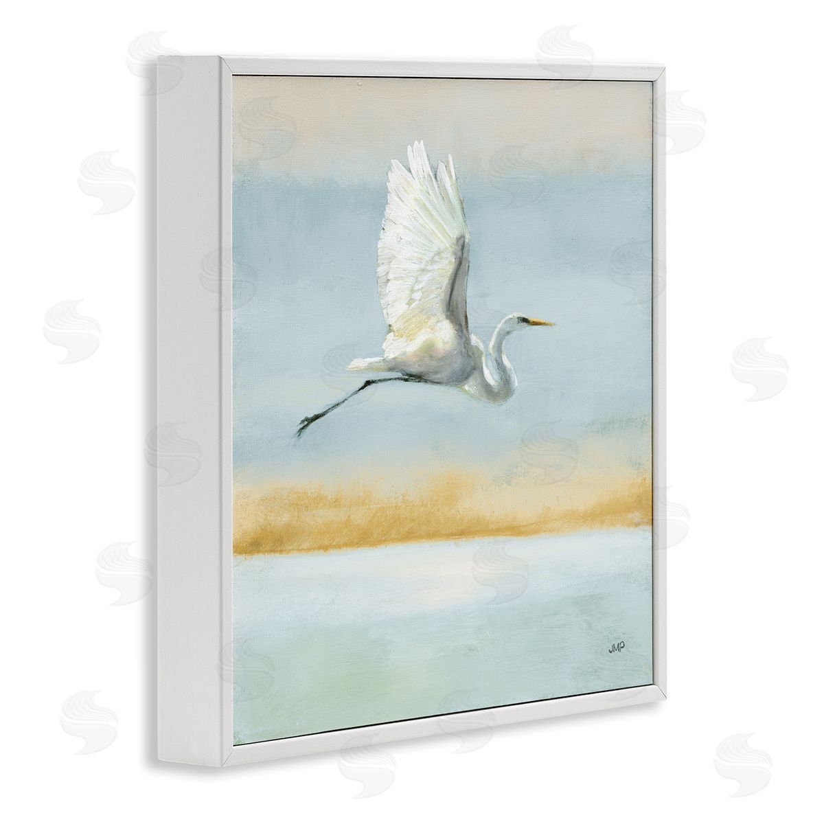 Julia Purinton Flying Heron Painting White Framed Glicee Wall Art Print