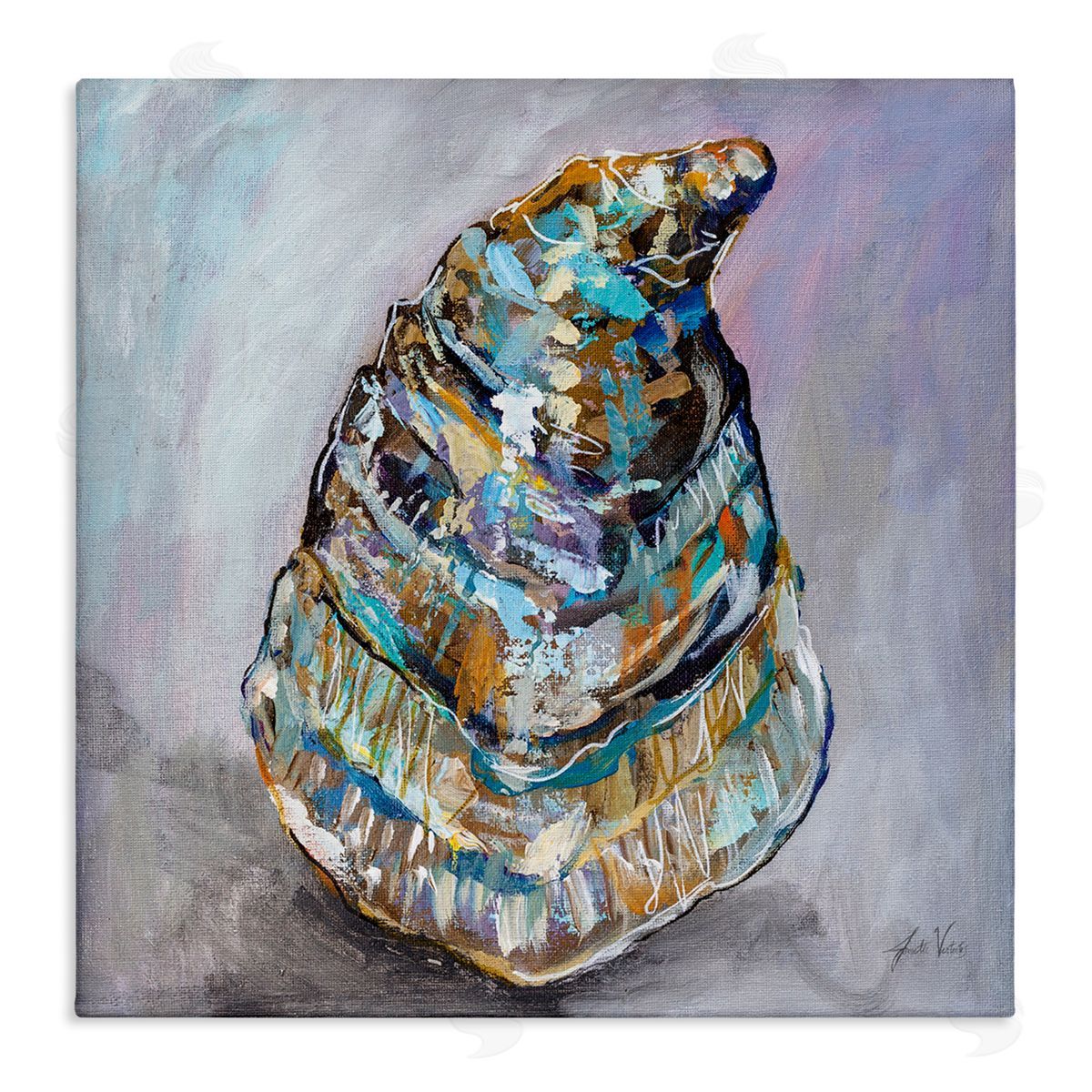 Jeanette Vertentes Modern Oyster Painting Stretched Canvas Wall Art Print
