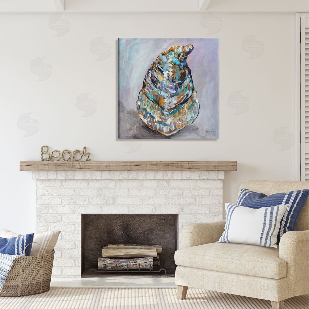 Jeanette Vertentes Modern Oyster Painting Canvas Wall Art in Room