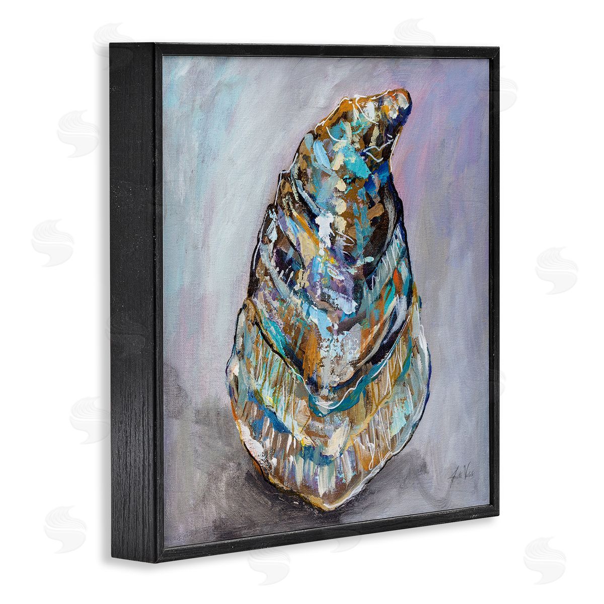 Jeanette Vertentes Modern Oyster Painting Black Framed Glicee Wall Art Print