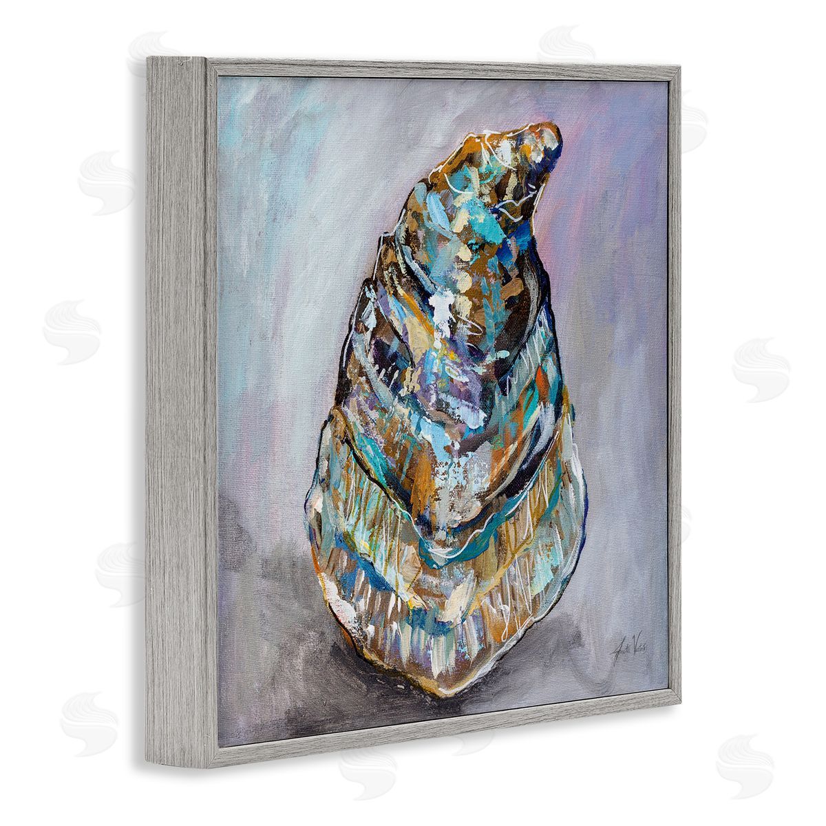 Jeanette Vertentes Modern Oyster Painting Gray Framed Glicee Wall Art Print