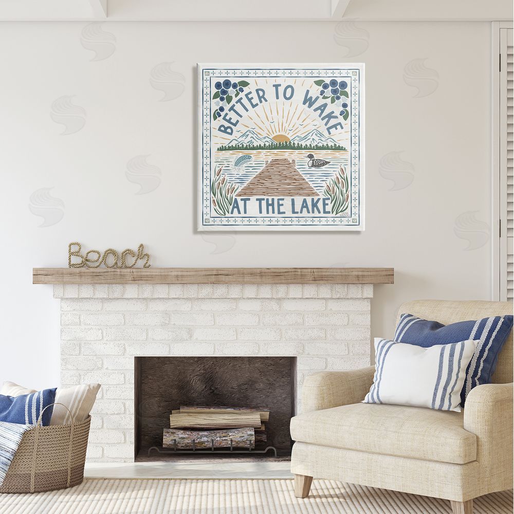 Laura Marshall Wake at Lake Phrase Canvas Wall Art in Room