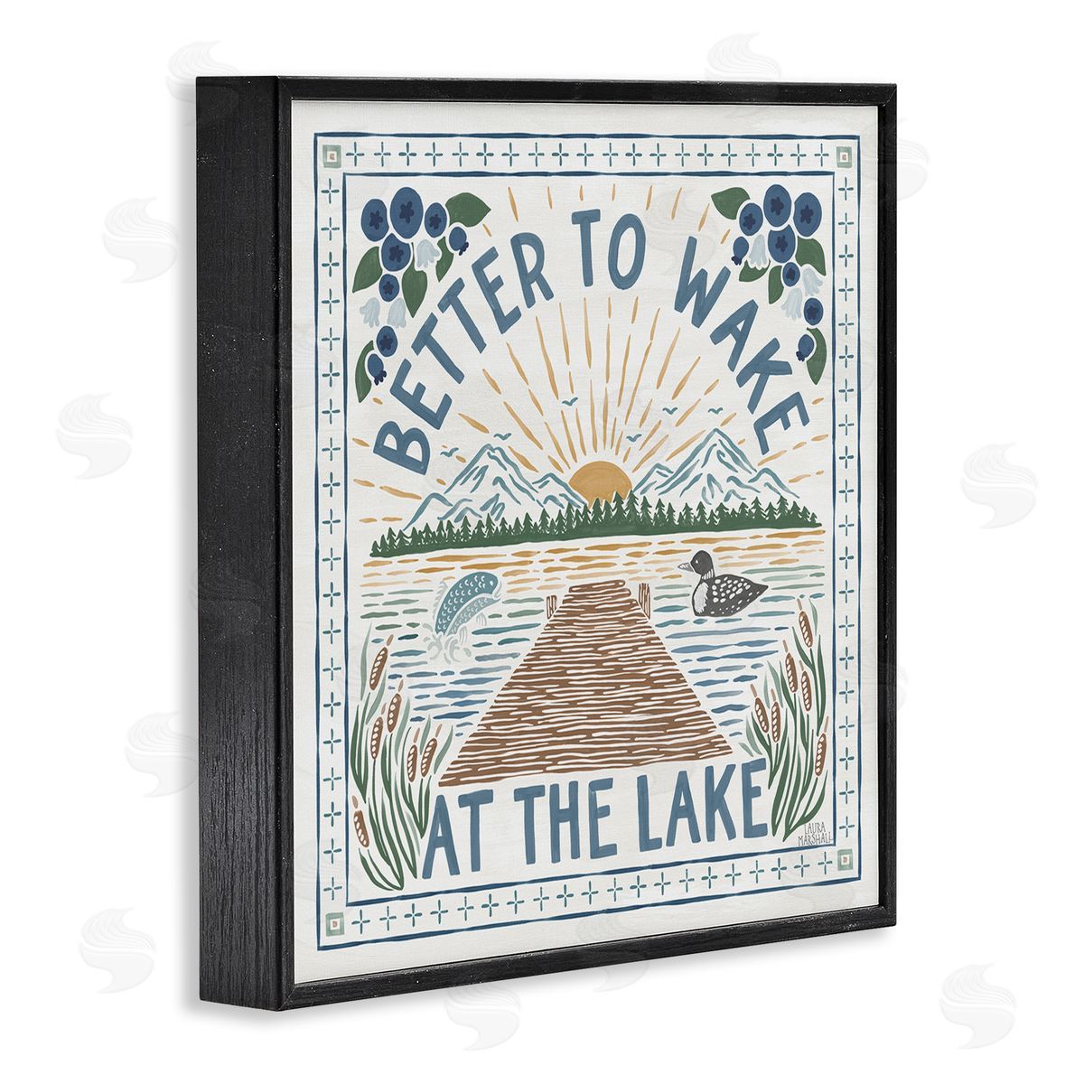 Laura Marshall Wake at Lake Phrase Black Framed Glicee Wall Art Print