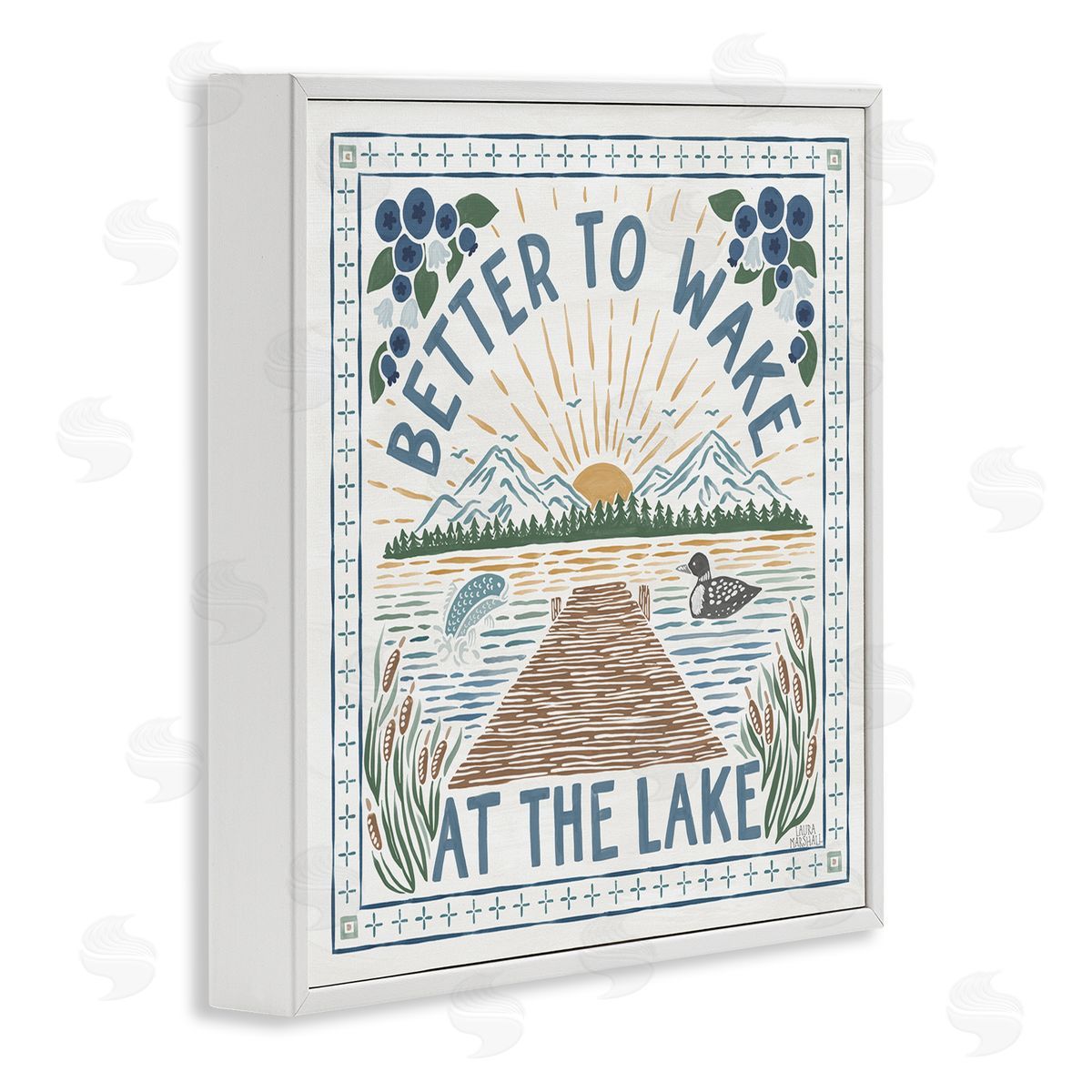 Laura Marshall Wake at Lake Phrase White Framed Glicee Wall Art Print