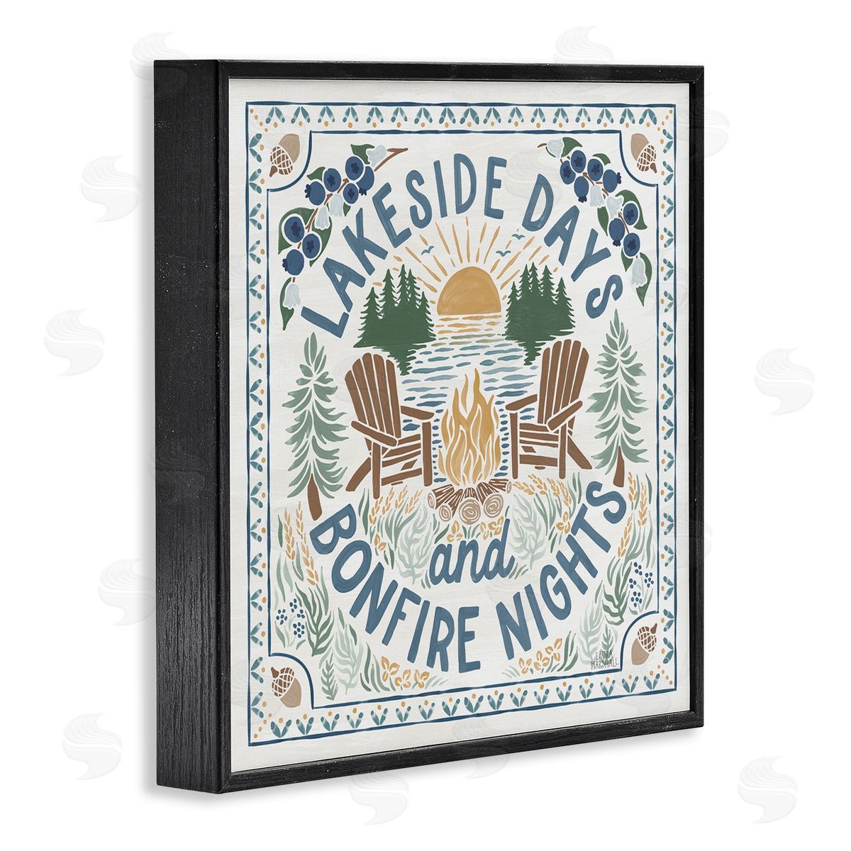 Laura Marshall Lakeside Days Bonfire Nights Black Framed Glicee Wall Art Print
