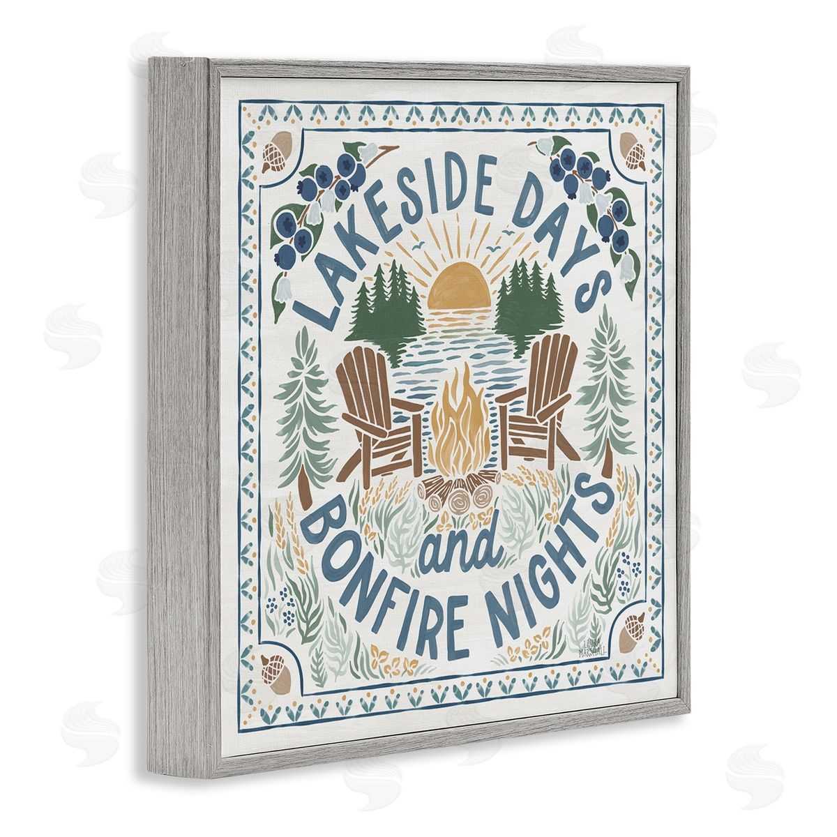 Laura Marshall Lakeside Days Bonfire Nights Gray Framed Glicee Wall Art Print