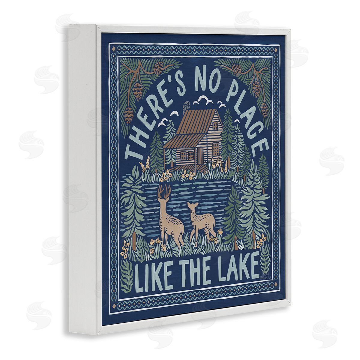 Laura Marshall No Place Like Lake Phrase White Framed Glicee Wall Art Print