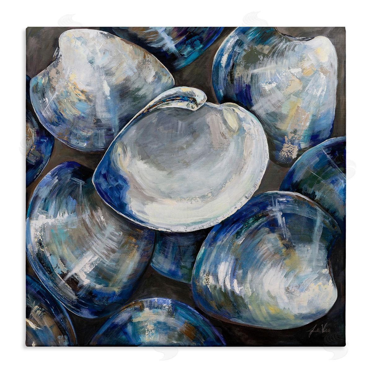 Jeanette Vertentes Clam Shells Painting Stretched Canvas Wall Art Print