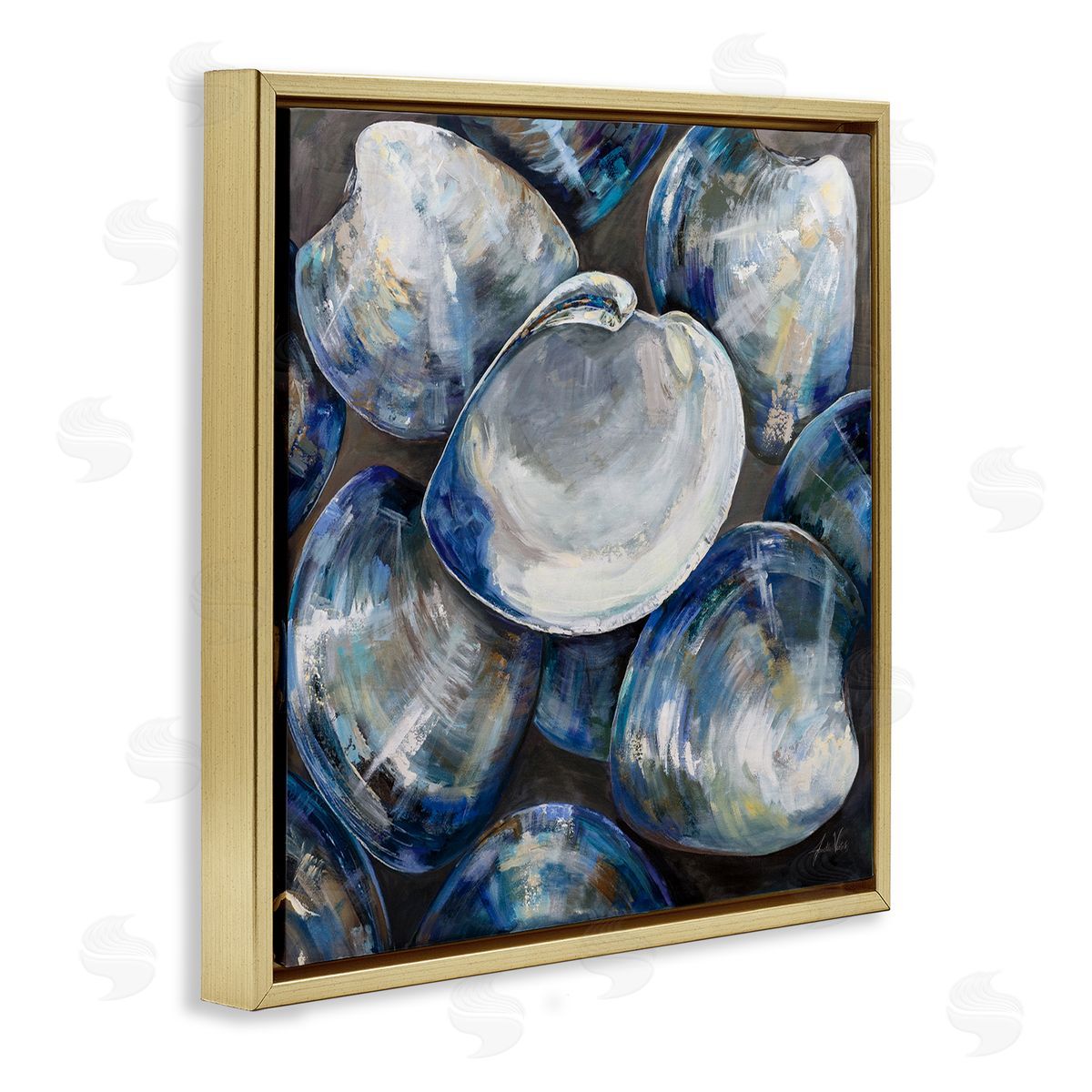 Jeanette Vertentes Clam Shells Painting Gold Floating Frame Canvas Wall Art Print