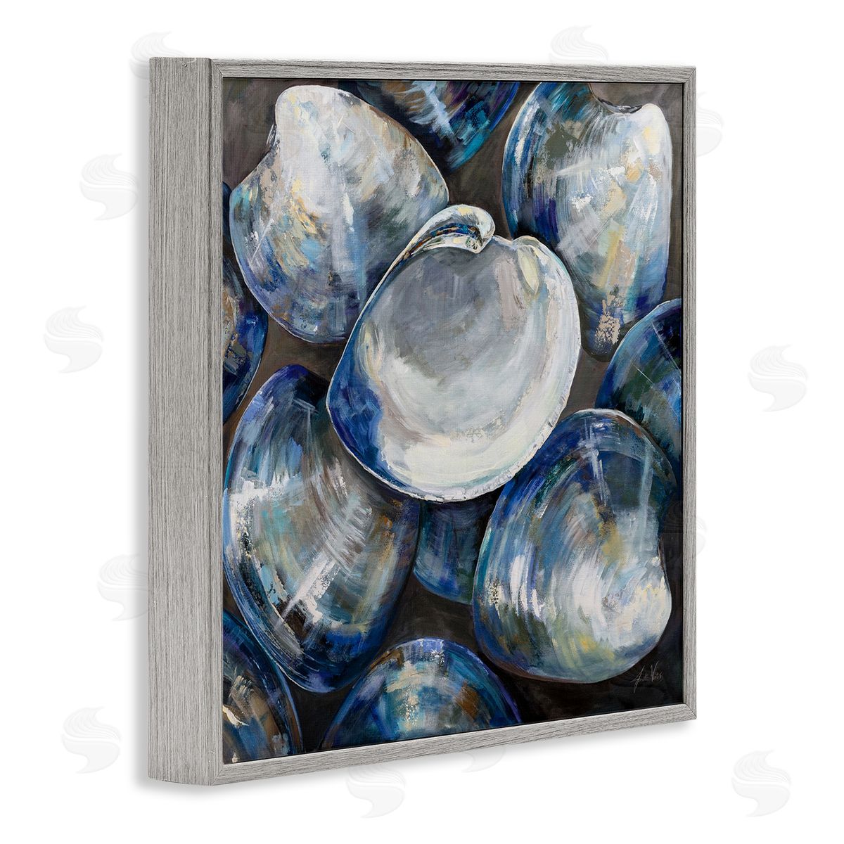 Jeanette Vertentes Clam Shells Painting Gray Framed Glicee Wall Art Print