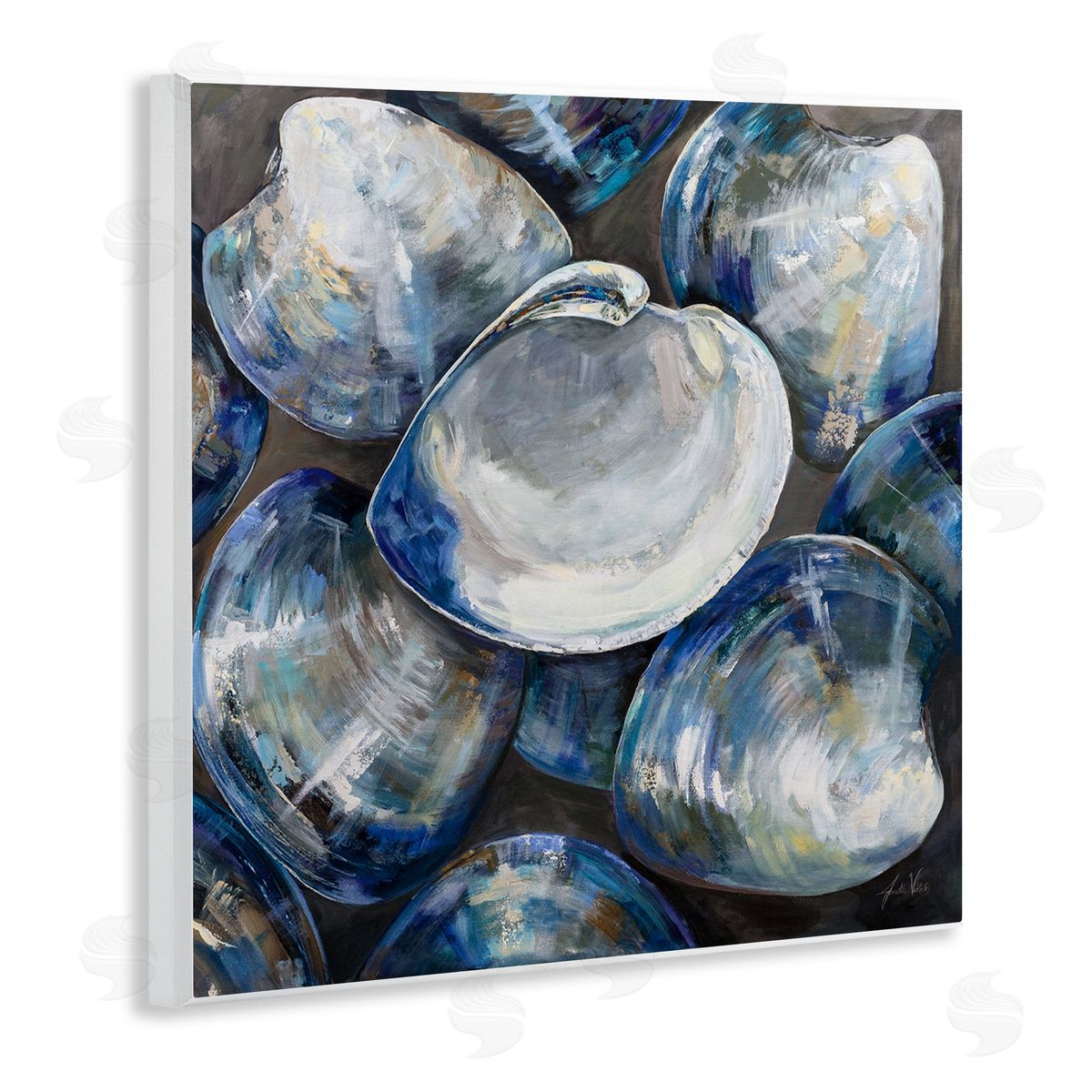 Jeanette Vertentes Clam Shells Painting Wooden Wall Plaque Art Print