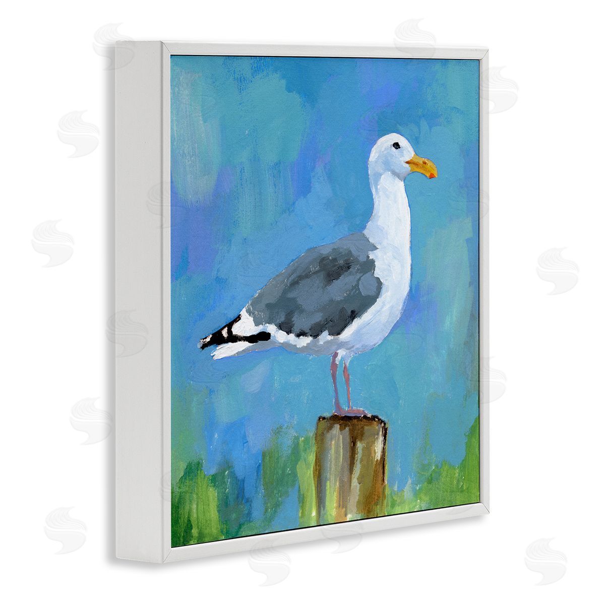 Victoria Barnes Seagull Perched Painting White Framed Glicee Wall Art Print