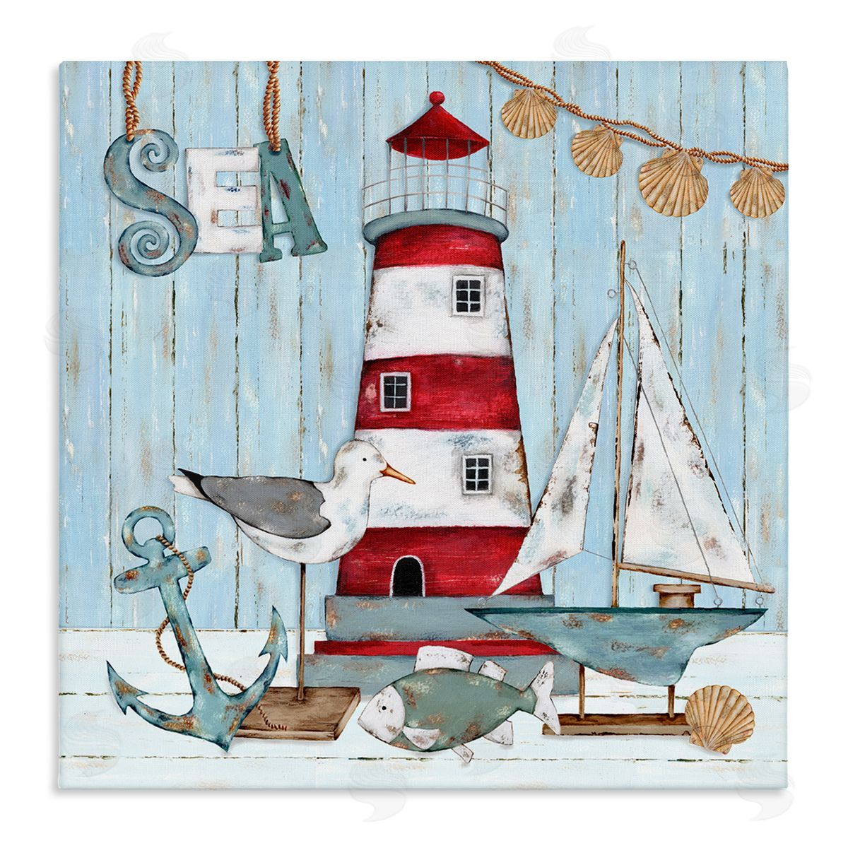 Emma Leach Rustic Maritime Still Life Stretched Canvas Wall Art Print