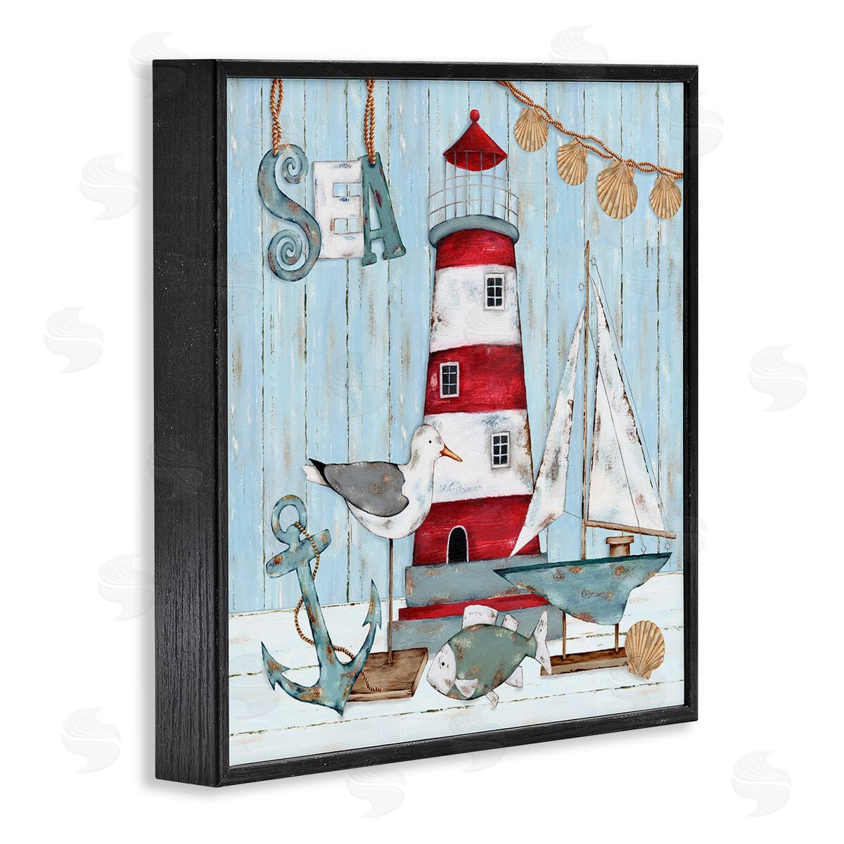 Emma Leach Rustic Maritime Still Life Black Framed Glicee Wall Art Print