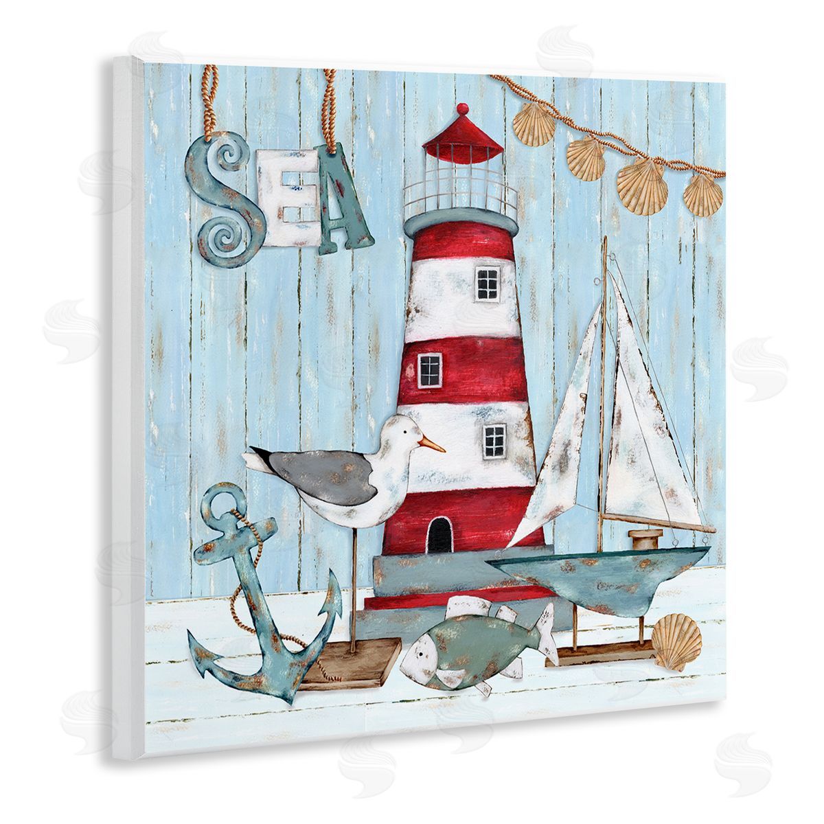 Emma Leach Rustic Maritime Still Life Wooden Wall Plaque Art Print