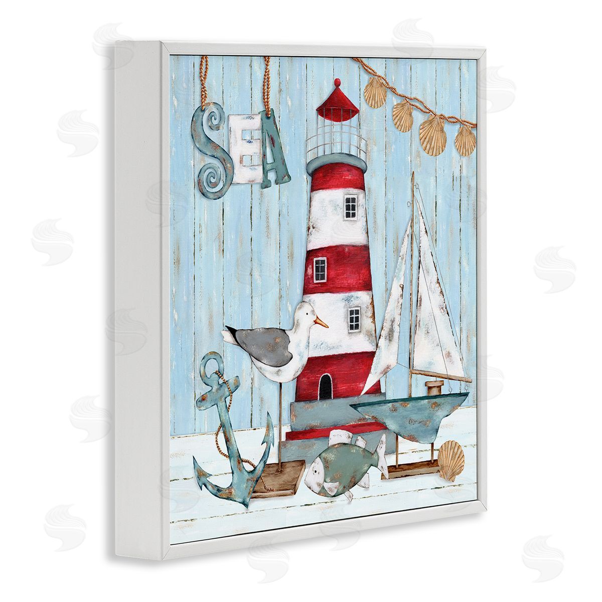 Emma Leach Rustic Maritime Still Life White Framed Glicee Wall Art Print
