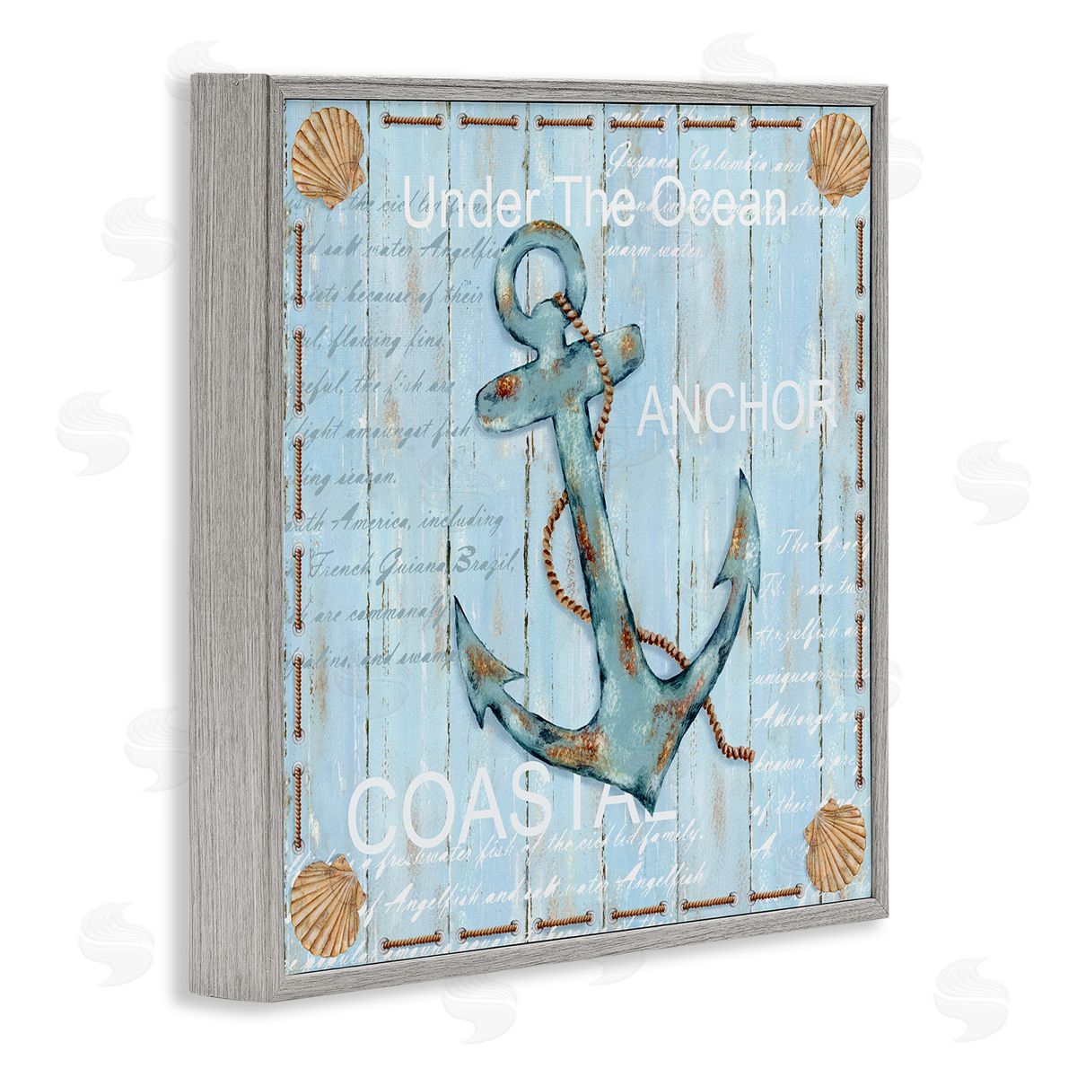 Emma Leach Blue Maritime Anchor Gray Framed Glicee Wall Art Print