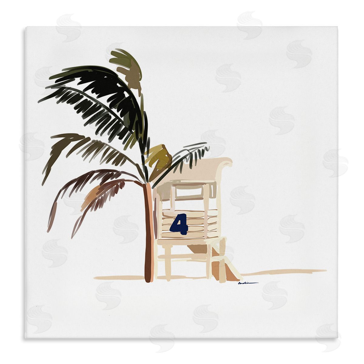 Amelia Noyes Minimal Tropical Beach Stretched Canvas Wall Art Print