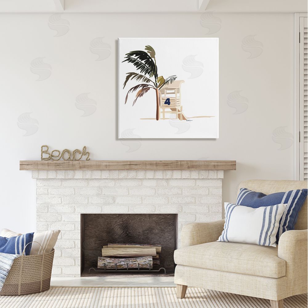 Amelia Noyes Minimal Tropical Beach Canvas Wall Art in Room