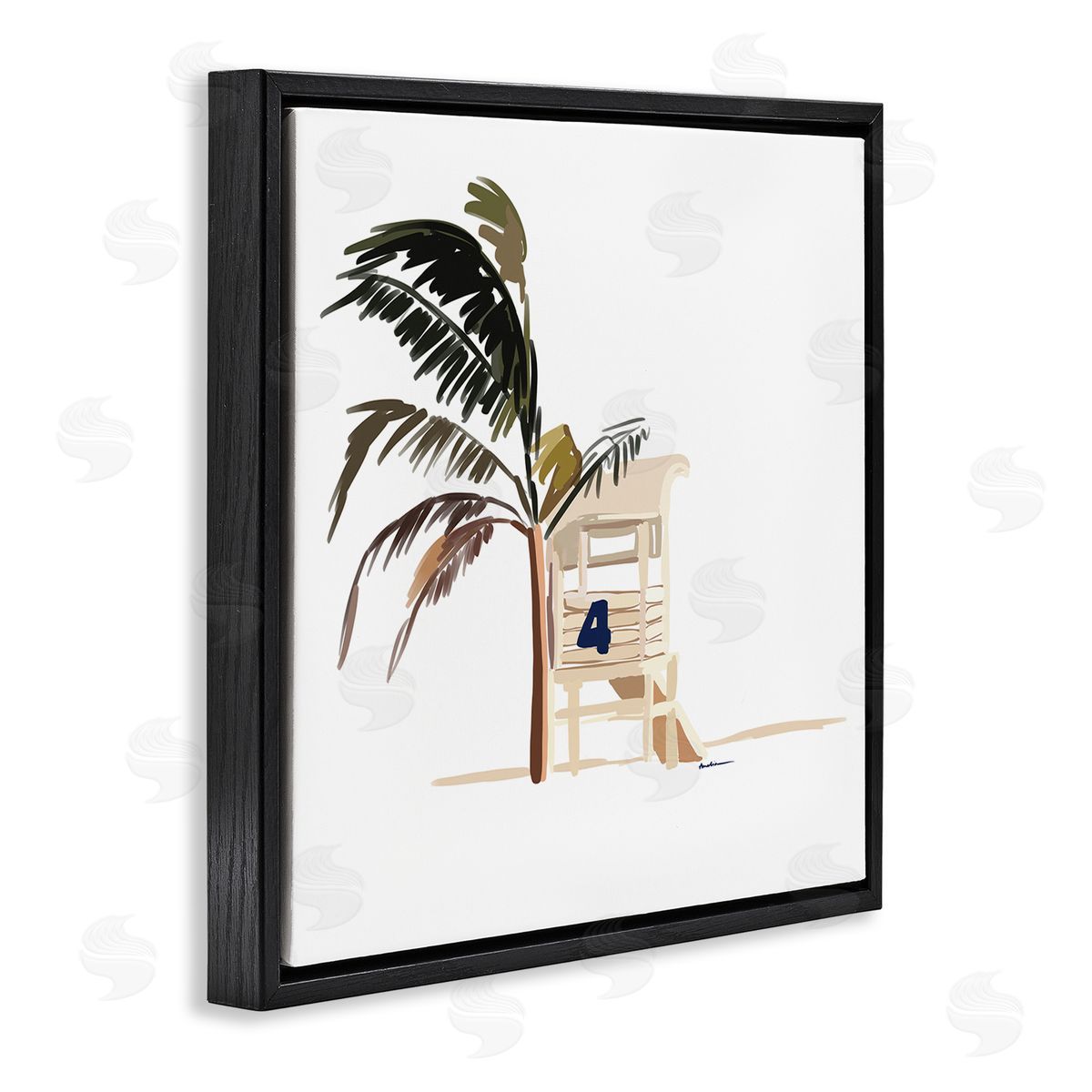 Amelia Noyes Minimal Tropical Beach Black Floating Frame Canvas Wall Art Print