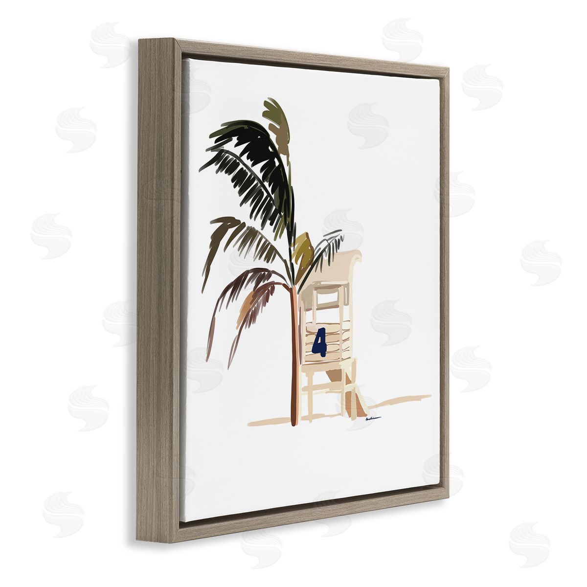 Amelia Noyes Minimal Tropical Beach Brown Floating Frame Canvas Wall Art Print