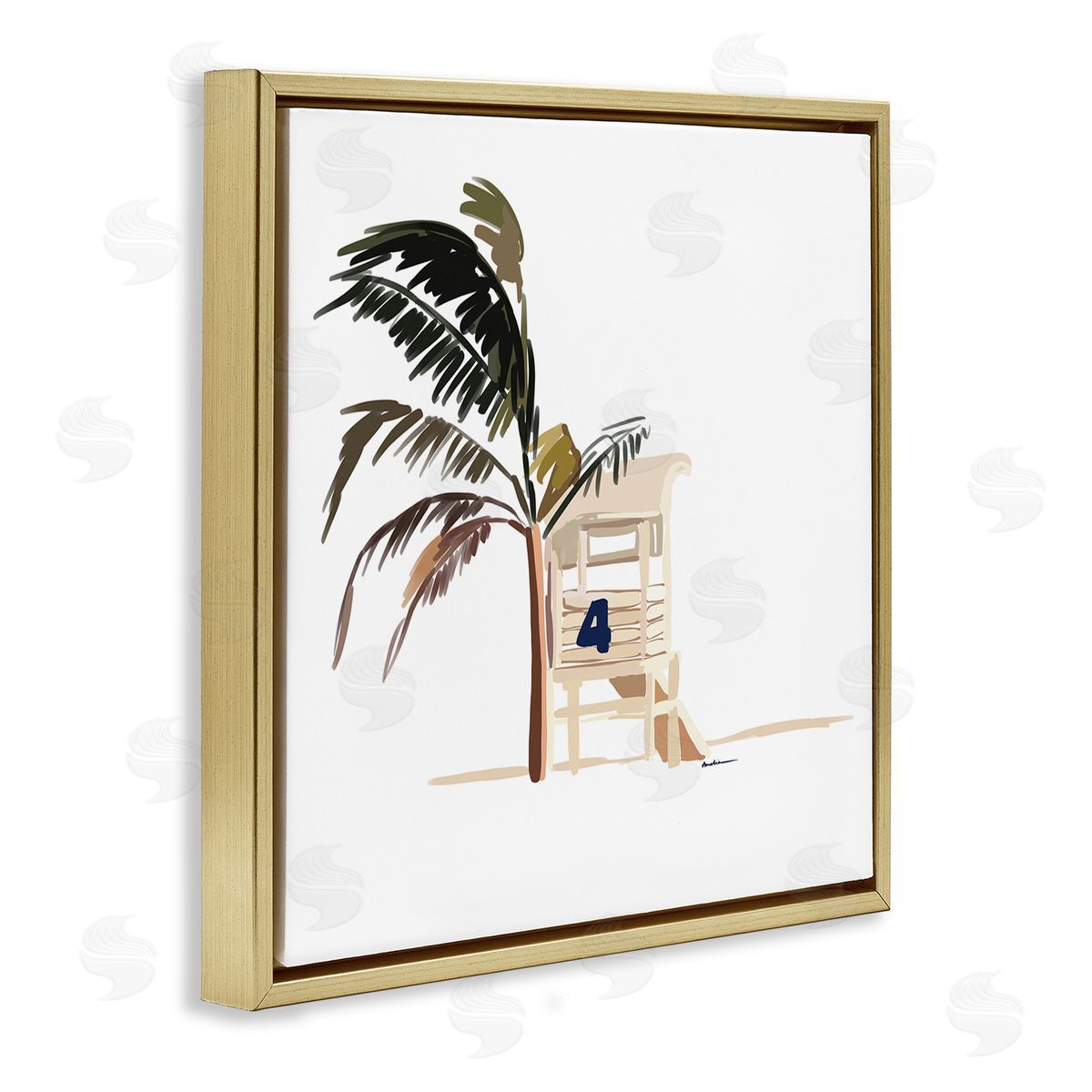 Amelia Noyes Minimal Tropical Beach Gold Floating Frame Canvas Wall Art Print