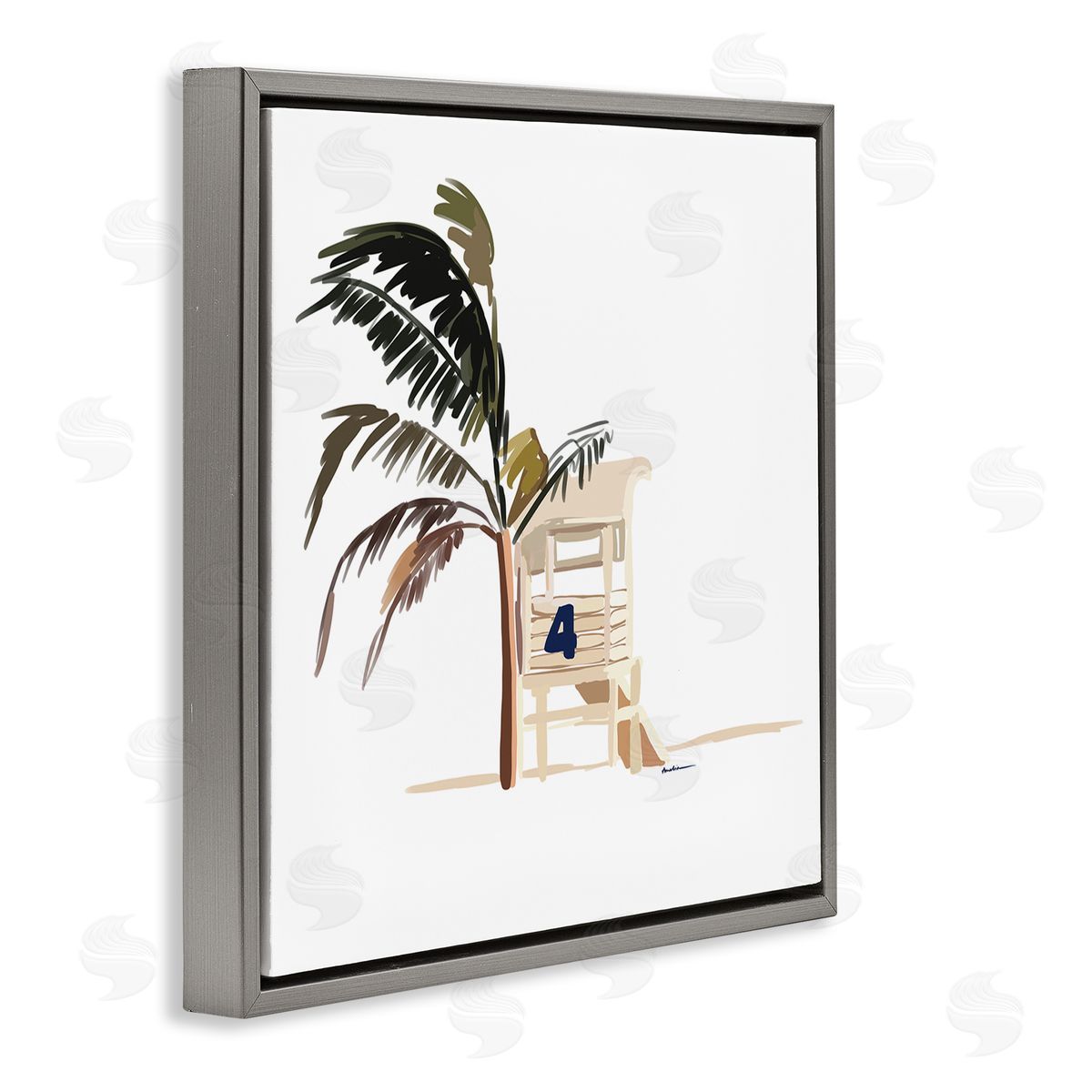 Amelia Noyes Minimal Tropical Beach Gray Floating Frame Canvas Wall Art Print