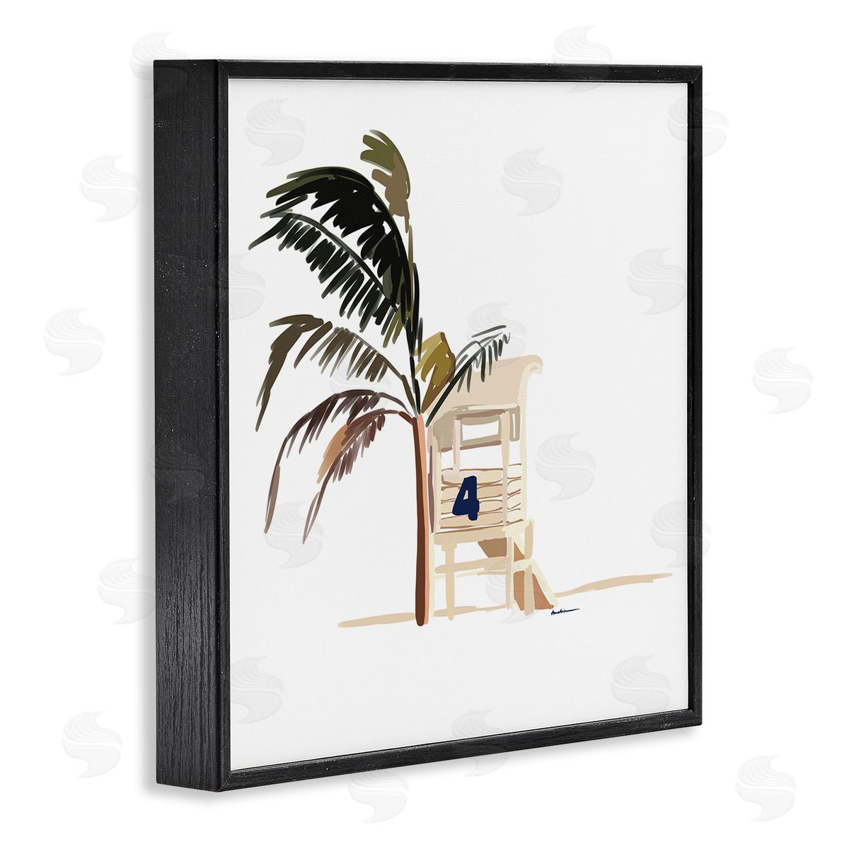 Amelia Noyes Minimal Tropical Beach Black Framed Glicee Wall Art Print
