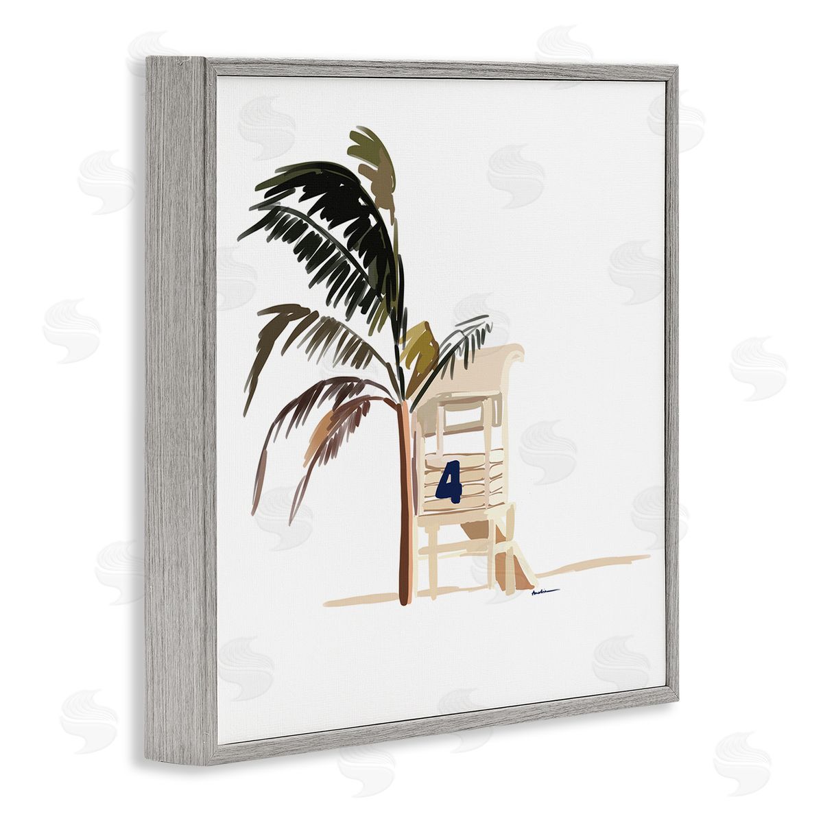 Amelia Noyes Minimal Tropical Beach Gray Framed Glicee Wall Art Print