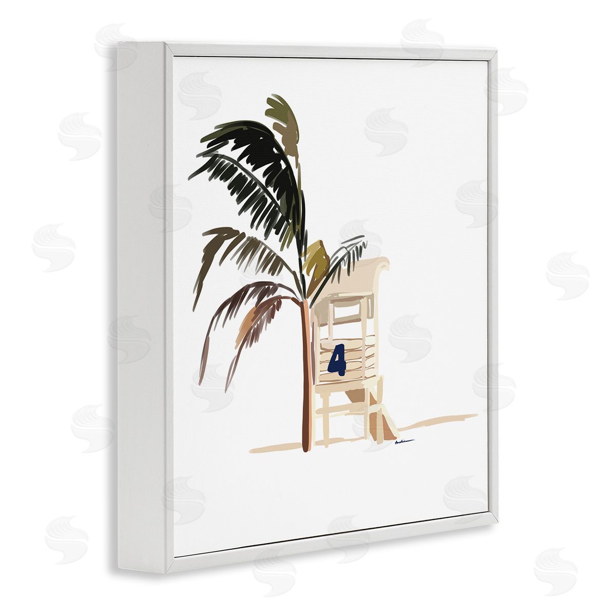Amelia Noyes Minimal Tropical Beach White Framed Glicee Wall Art Print