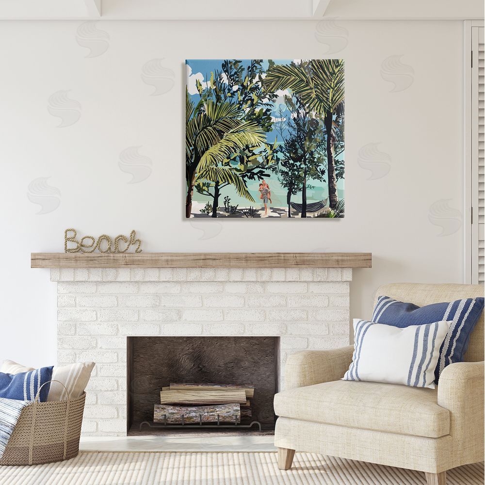 Amelia Noyes Couple on Summer Beach Canvas Wall Art in Room