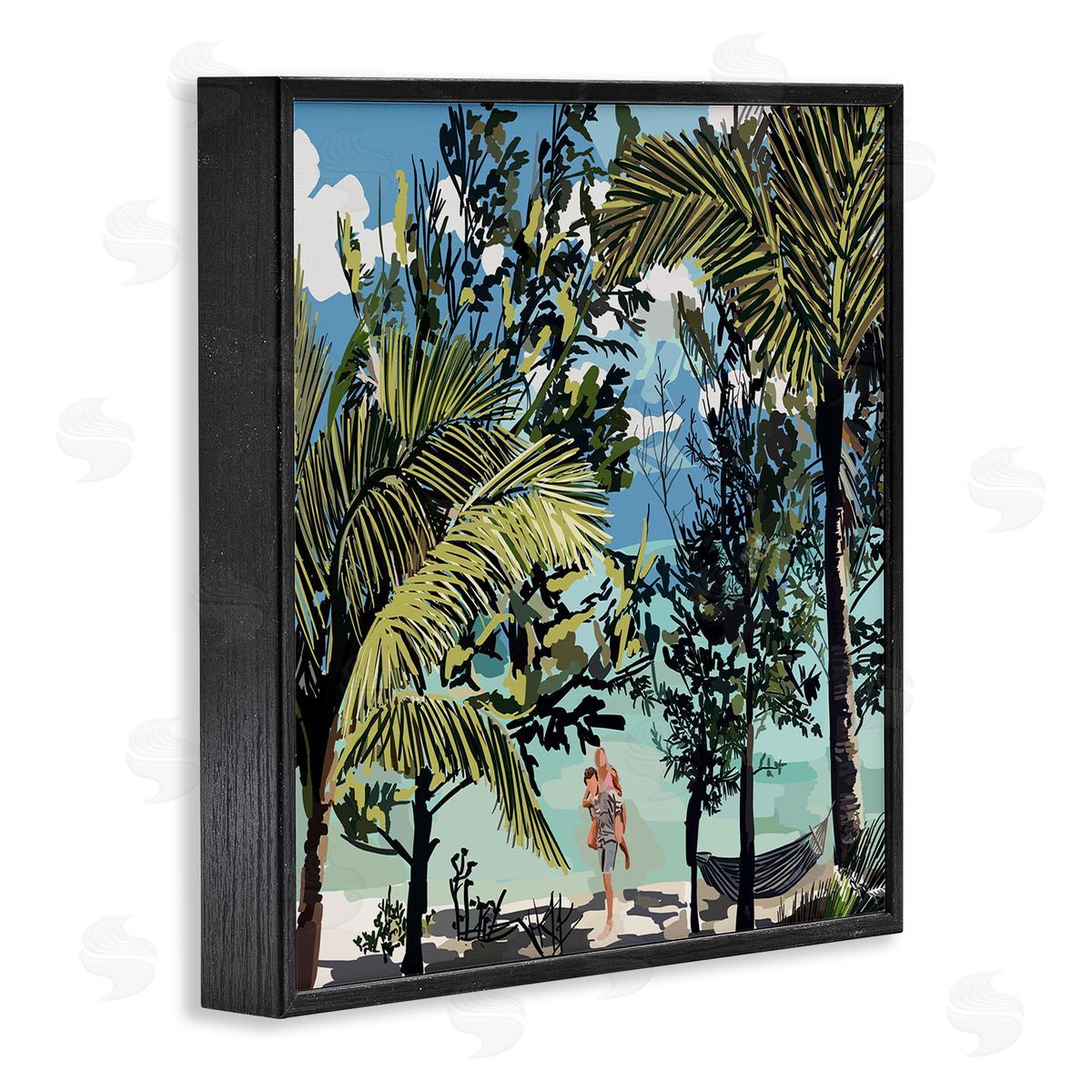 Amelia Noyes Couple on Summer Beach Black Framed Glicee Wall Art Print