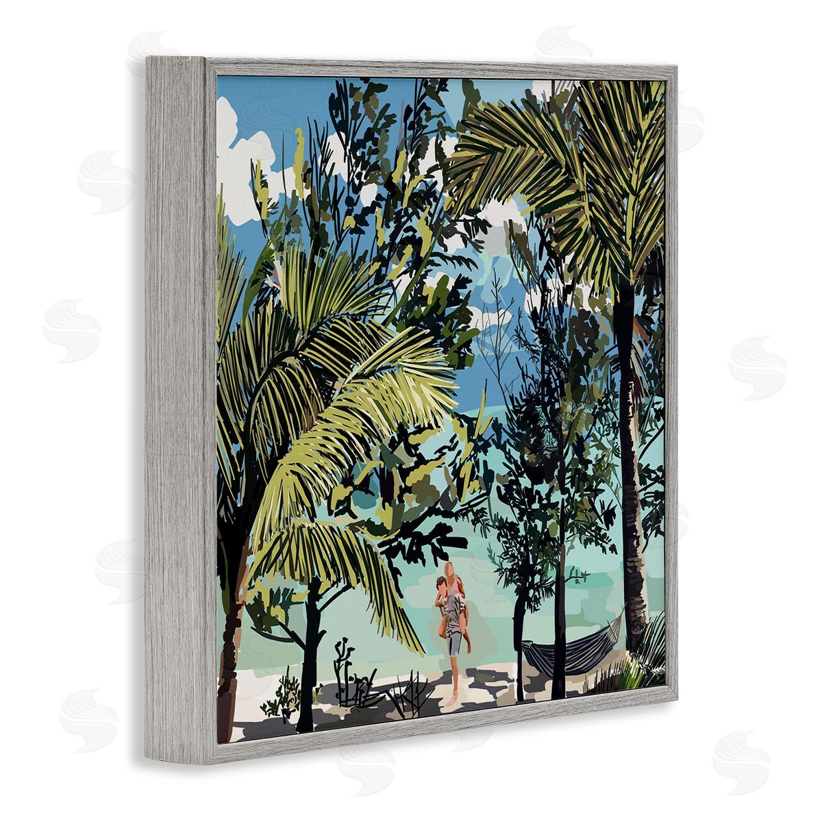 Amelia Noyes Couple on Summer Beach Gray Framed Glicee Wall Art Print