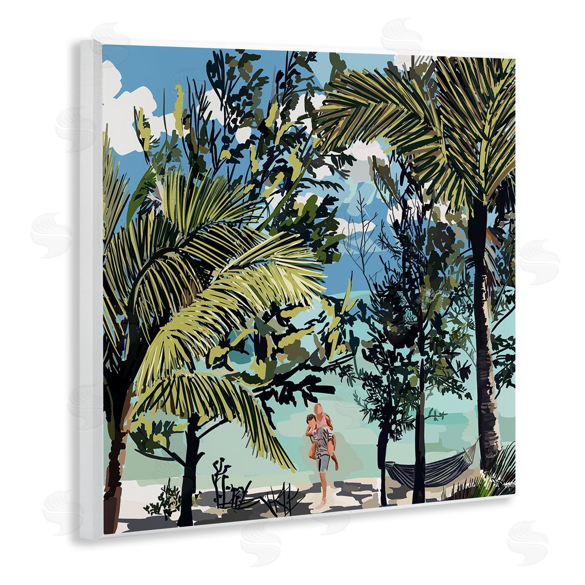 Amelia Noyes Couple on Summer Beach Wooden Wall Plaque Art Print