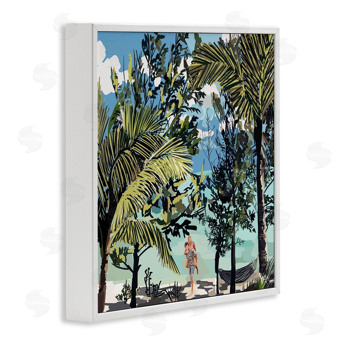Amelia Noyes Couple on Summer Beach White Framed Glicee Wall Art Print