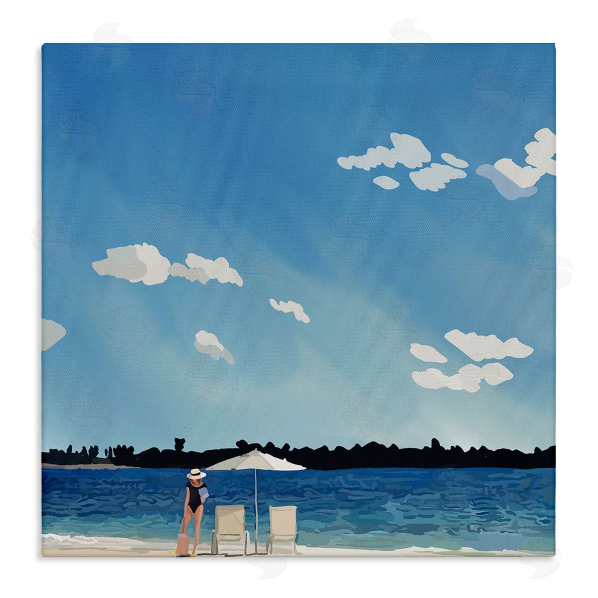 Amelia Noyes Girl on Beach Horizon Stretched Canvas Wall Art Print