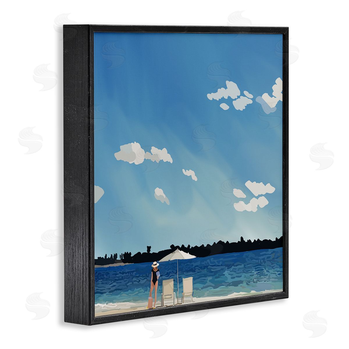 Amelia Noyes Girl on Beach Horizon Black Framed Glicee Wall Art Print