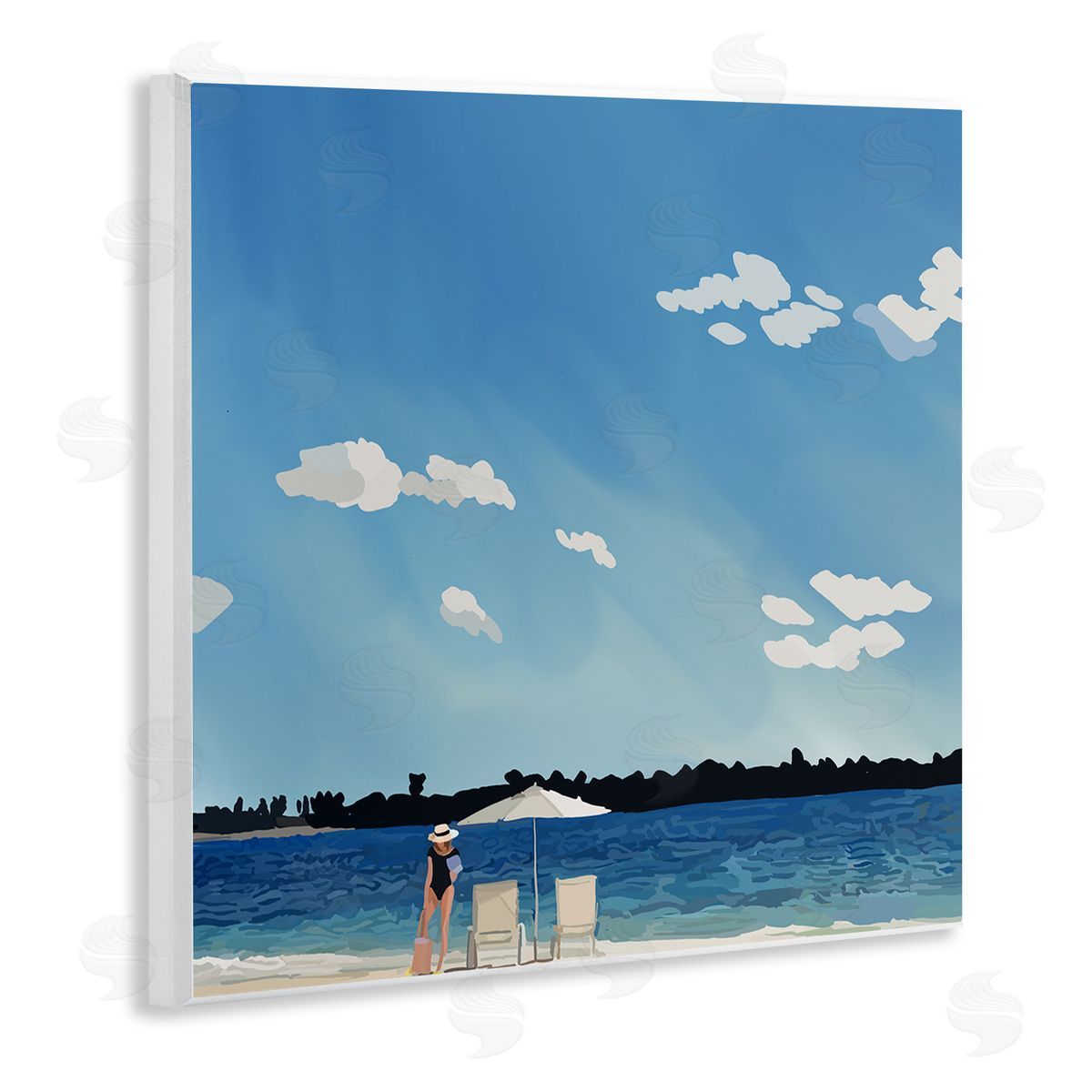 Amelia Noyes Girl on Beach Horizon Wooden Wall Plaque Art Print