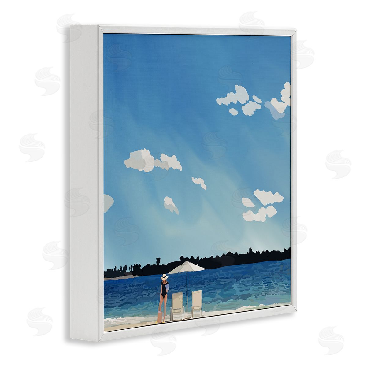 Amelia Noyes Girl on Beach Horizon White Framed Glicee Wall Art Print