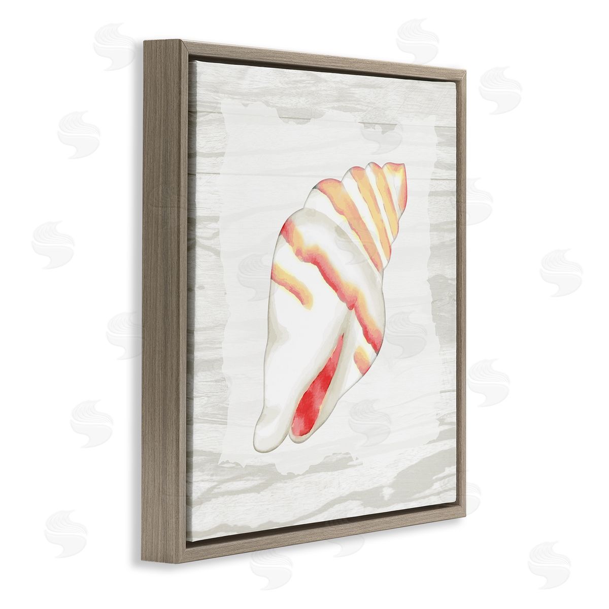 Anne Bailey Conch Shell Patterned Brown Floating Frame Canvas Wall Art Print