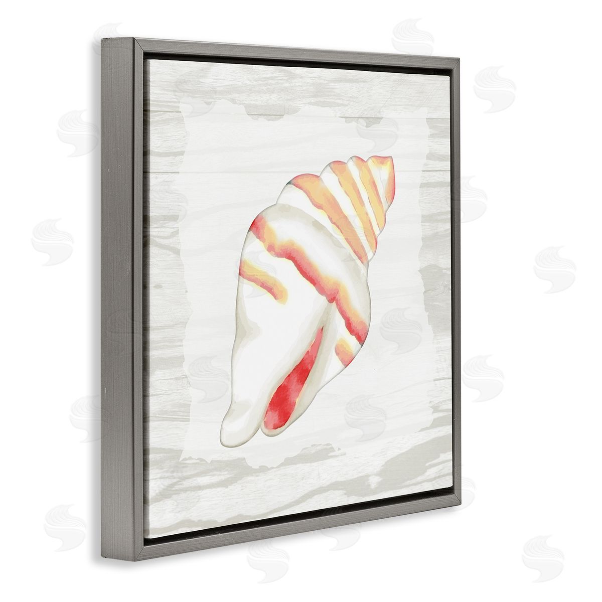 Anne Bailey Conch Shell Patterned Gray Floating Frame Canvas Wall Art Print