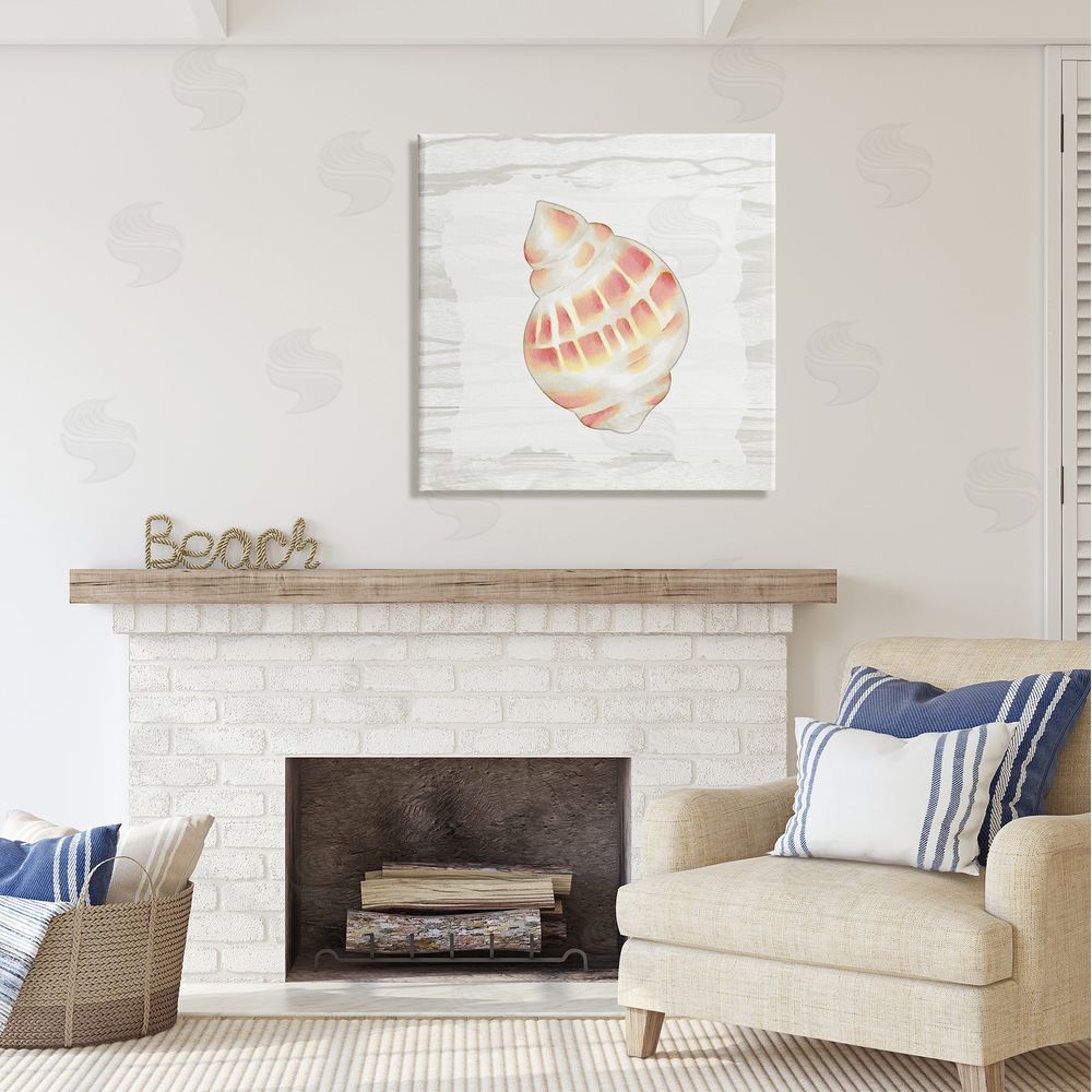 Anne Bailey Pink Rustic Seashell Canvas Wall Art in Room