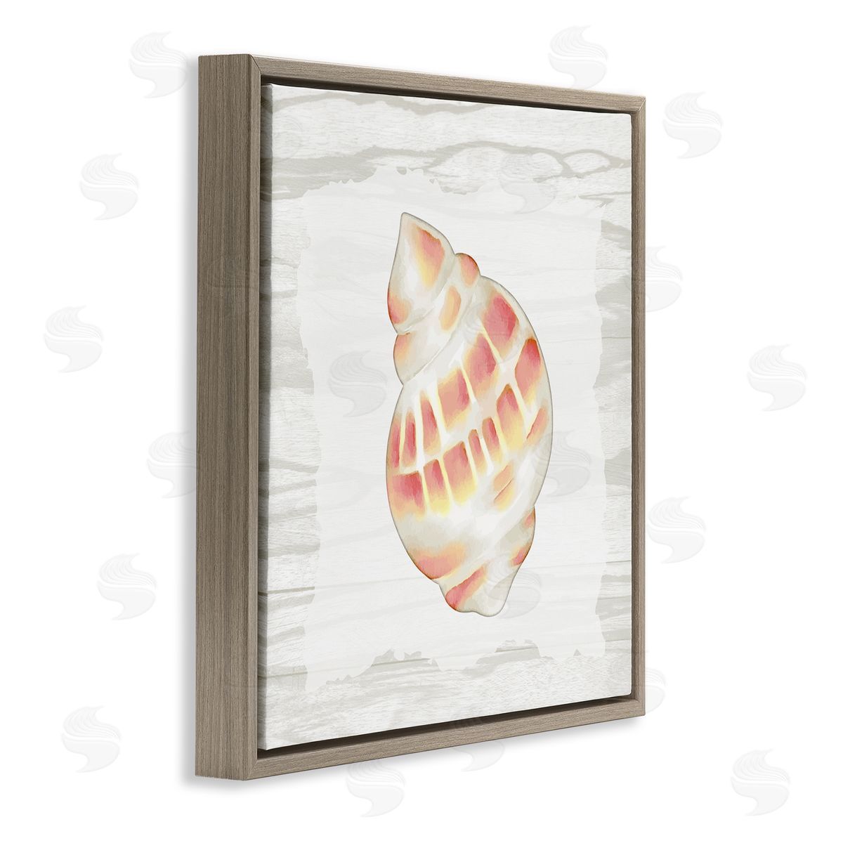 Anne Bailey Pink Rustic Seashell Brown Floating Frame Canvas Wall Art Print