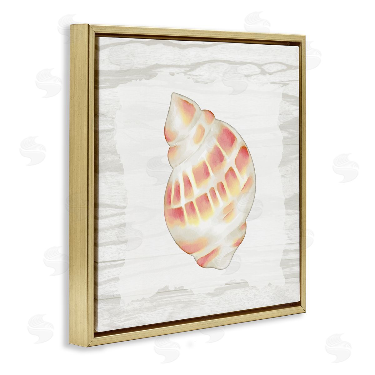 Anne Bailey Pink Rustic Seashell Gold Floating Frame Canvas Wall Art Print