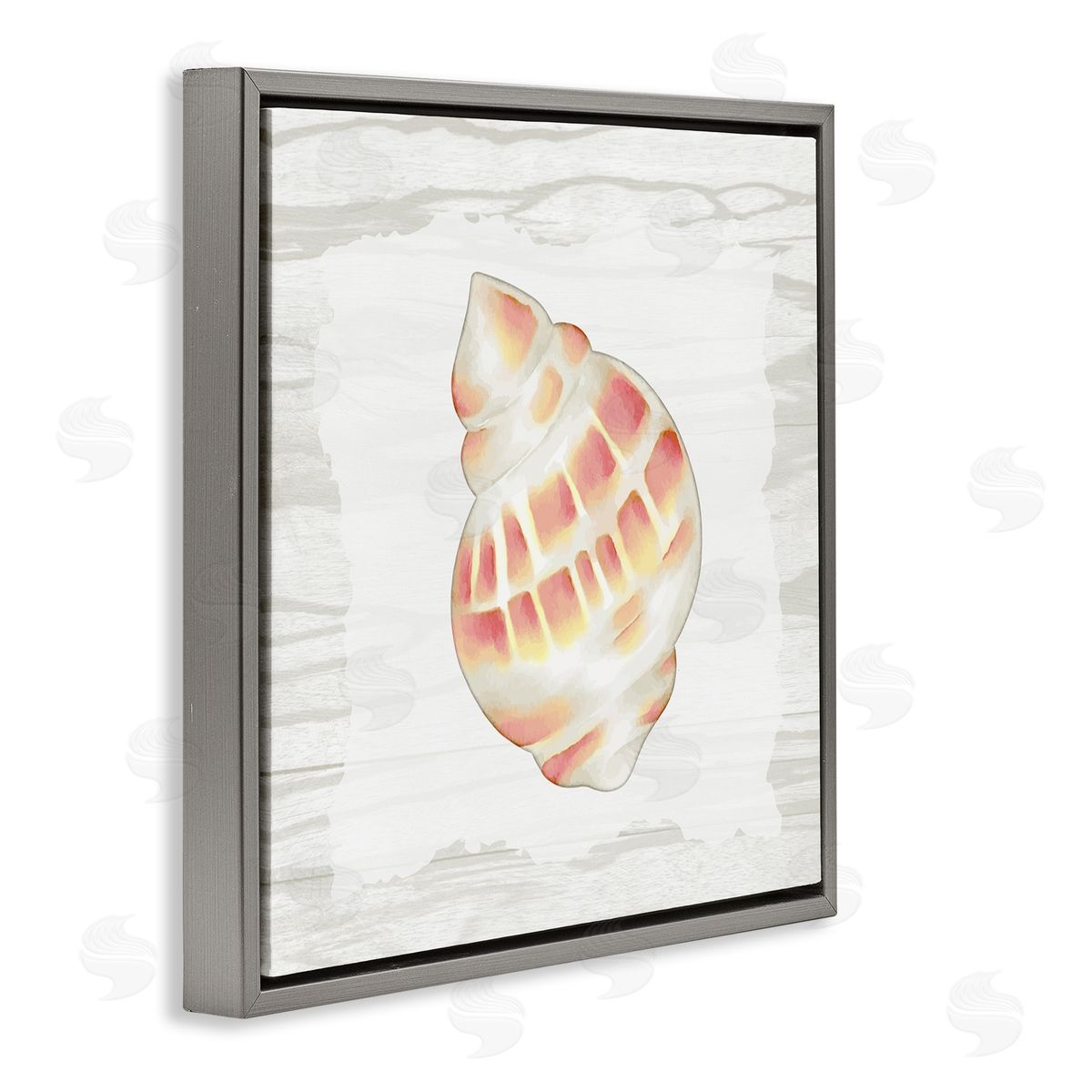 Anne Bailey Pink Rustic Seashell Gray Floating Frame Canvas Wall Art Print