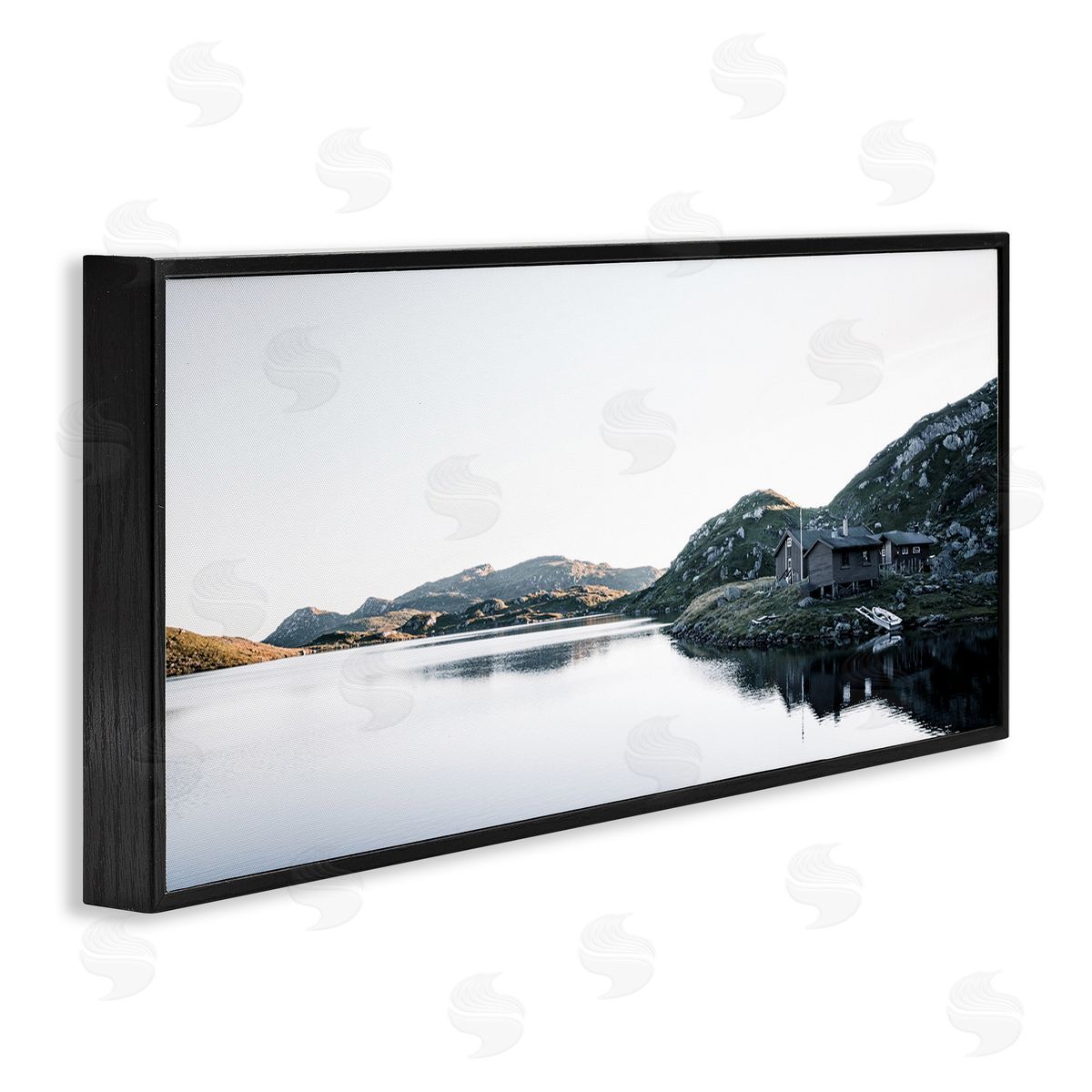 Thomas Tepstad Berge Lakeside Horizon Photography Black Framed Glicee Wall Art Print