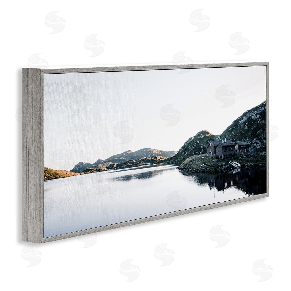 Thomas Tepstad Berge Lakeside Horizon Photography Gray Framed Glicee Wall Art Print