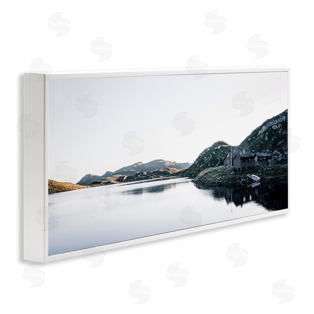 Thomas Tepstad Berge Lakeside Horizon Photography White Framed Glicee Wall Art Print