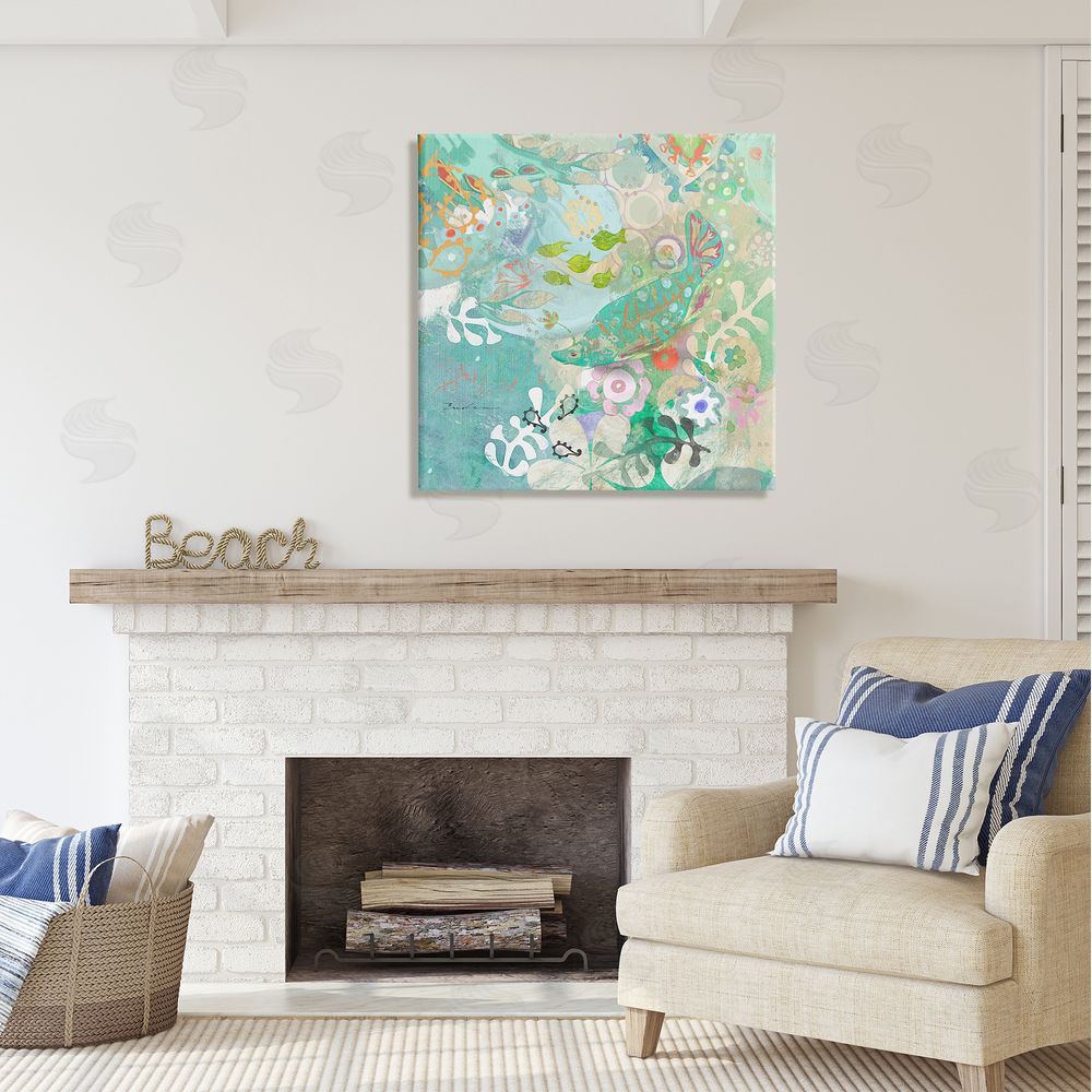 Evelia Designs Paisley Fish Pattern Canvas Wall Art in Room